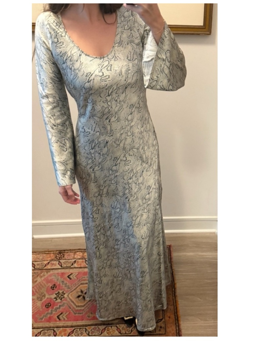 open edit long sleeve bias cut satin maxi dress python